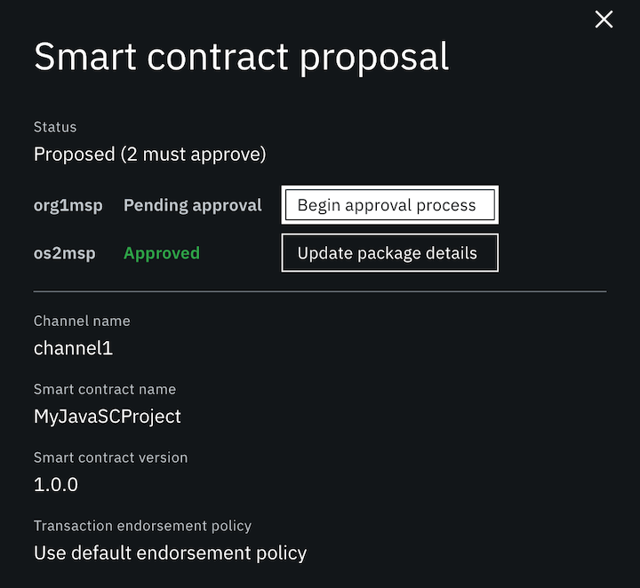 Figure 2. Smart contract approval panel